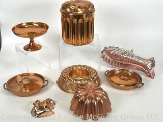 Group of Copper Cookware Including Pudding Mold. 