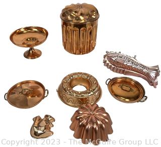 Group of Copper Cookware Including Pudding Mold. 