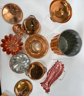 Group of Copper Cookware Including Pudding Mold. 