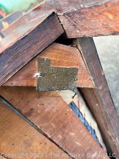 Mission Oak Arts and Crafts Stickley Brothers Furniture Rocking Chair with Brass Label.   One arm is loose.  26" wide x 30" tall.  