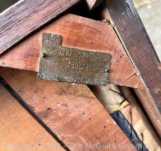 Mission Oak Arts and Crafts Stickley Brothers Furniture Rocking Chair with Brass Label.   One arm is loose.  26" wide x 30" tall.  