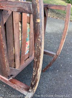 Mission Oak Arts and Crafts Stickley Brothers Furniture Rocking Chair with Brass Label.   One arm is loose.  26" wide x 30" tall.  