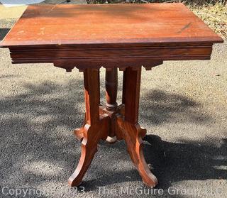 Victorian Eastlake Carved Walnut Parlor Side Table.  28" x 22" x 29".