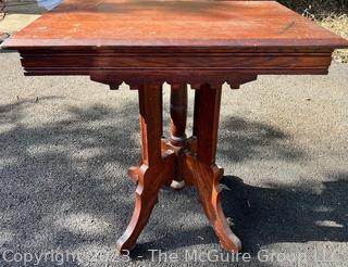 Victorian Eastlake Carved Walnut Parlor Side Table.  28" x 22" x 29".