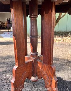 Victorian Eastlake Carved Walnut Parlor Side Table.  28" x 22" x 29".