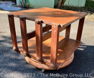 Mission Oak Arts and Crafts Revolving Bookcase Side Table.  21" square and 19" tall.