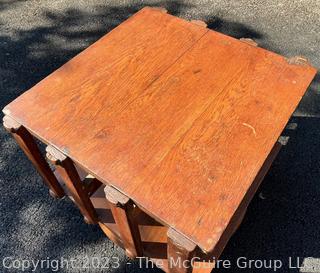 Mission Oak Arts and Crafts Revolving Bookcase Side Table.  21" square and 19" tall.