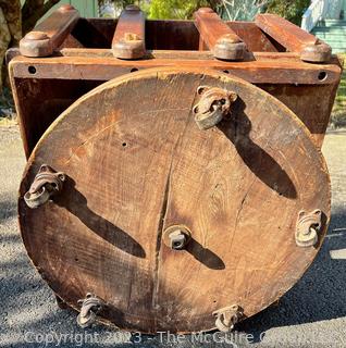 Mission Oak Arts and Crafts Revolving Bookcase Side Table.  21" square and 19" tall.