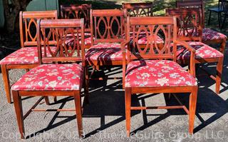 Eight (8) Chippendale Mahogany Dining Chairs, One with Arms.