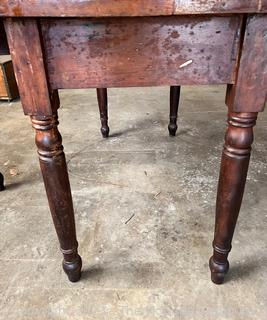 Antique Primitive Drop-Leaf Gateleg Dining Table. 28" Tall x 56" Long x 24" Wide