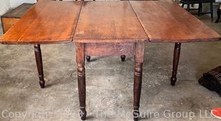 Antique Primitive Drop-Leaf Gateleg Dining Table. 28" Tall x 56" Long x 24" Wide