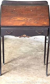 Small Mahogany Ladies Slant Front Writing Desk.  Some Damage