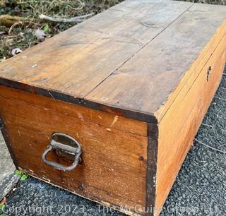 19th Century Primitive Pine Wood Chest or Trunk.  13" x 16" x 30"