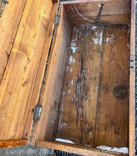 19th Century Primitive Pine Wood Chest or Trunk.  13" x 16" x 30"