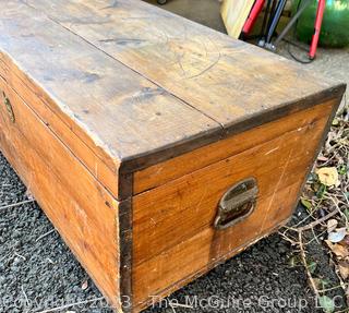 19th Century Primitive Pine Wood Chest or Trunk.  13" x 16" x 30"