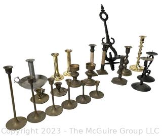 Large Collection of Metal Candlesticks