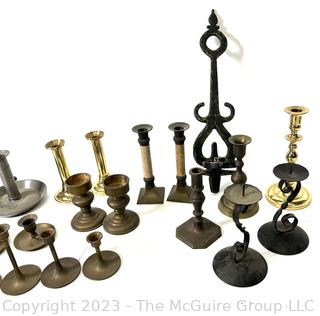 Large Collection of Metal Candlesticks