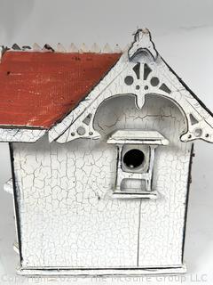 Three (3) Victorian House and Church Shaped Wooden Bird Houses.