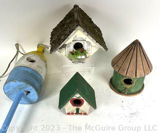 Four (4) Hand Made Wooden Bird Houses.