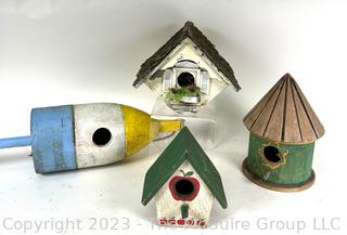 Four (4) Hand Made Wooden Bird Houses.