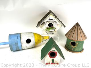 Four (4) Hand Made Wooden Bird Houses.