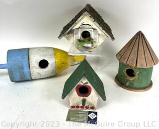 Four (4) Hand Made Wooden Bird Houses.