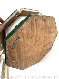 Green & White Primitive Handmade Amish Circular Wooden Birdhouse. 