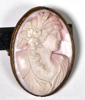 Angel Skin Coral Cameo Brooch or Pendant 