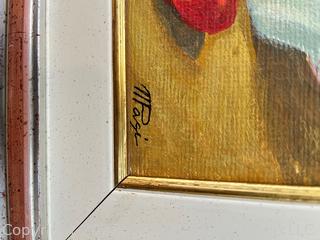 Framed Oil on Canvas Still Life Signed by Listed Artist Massimo Pasi.  Measures 19" x 15"