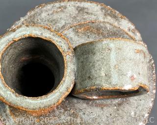 Two (2) Pieces of Hand Thrown Asian Stoneware Ceramics with Crackle Glaze Including Jug and Planter. 
 