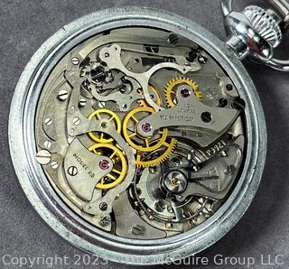 Hamilton Military WWII Pocket Watch. Model 23. Movement SN# P-3921 19 Jewel Adjusted to Temp & 3 Positions.  Case AN-5742-1 MFR's Part No. 37297 SN# 7477 Hamilton Watch Co. 