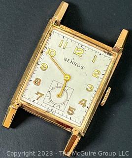 14K Gold Benrus Wrist Watch. No Strap. 10.2g 