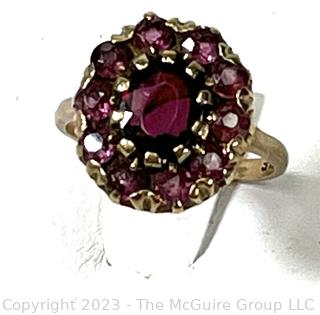 Garnet Cluster 10k Gold Ring  3g total weight