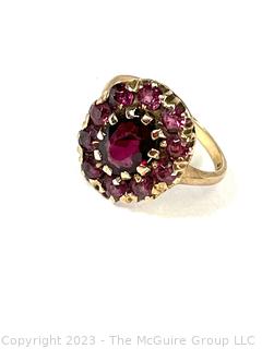 Garnet Cluster 10k Gold Ring  3g total weight