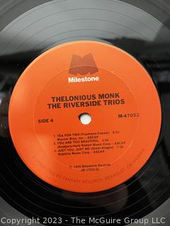 Jazz Vinyl Record Album: Thelonius Monk (1979) - The Riverside Trios - 2Lp - Milestone Records M-47052