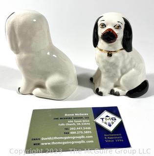 Pair of Porcelain Black & White Staffordshire Dogs