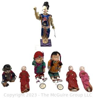 Collection of Asian Souvenir Travel Dolls, circa 1930'sSome Missing And Broken Parts