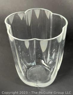 Steuben Signed Clear Crystal Handkerchief Vase. 6" tall