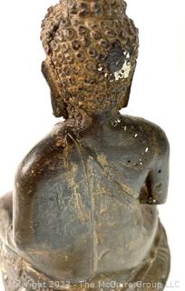 Tibetan Hollow Cast Bronze Alloy Seated Buddha.  11" tall.