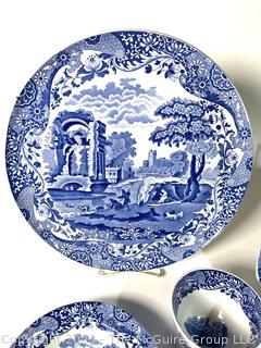 Five (5) Piece Set of Spode Blue and White Italian Porcelain Transferware. 
