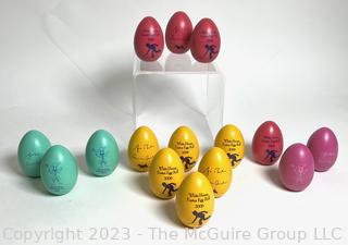 Fifteen (15)Wood Souvenir White House Easter Egg Roll Eggs.  George & Laura Bush, 2006 & 2007