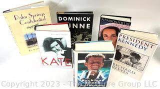 Selection of six (6) hardback books: Kennedy; movie stars