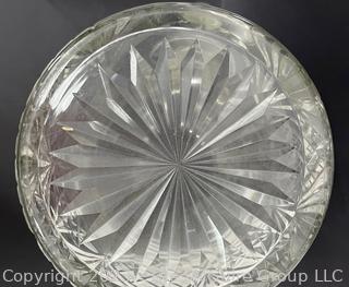 (4) Cut Clear Glass Serving Pieces Including Pitcher