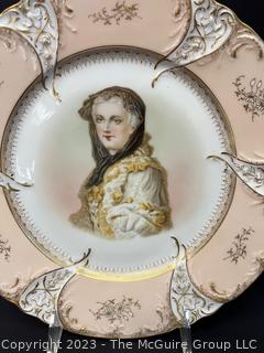 Pair of Late 19th C Porcelain Portrait Plates