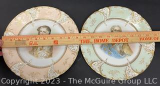 Pair of Late 19th C Porcelain Portrait Plates