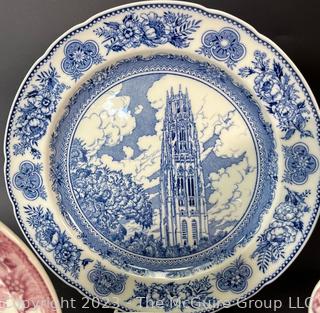 Collection of Blue, Red and Maroon English Transferware China including Wedgwood Etruria