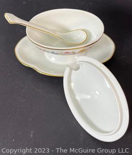 Two Covered Condiment Bowls with Spoons. Richard Ginori Italy  