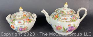 Dresden Tea Pot and Covered Sugar Bowl