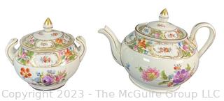 Dresden Tea Pot and Covered Sugar Bowl