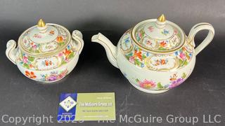 Dresden Tea Pot and Covered Sugar Bowl